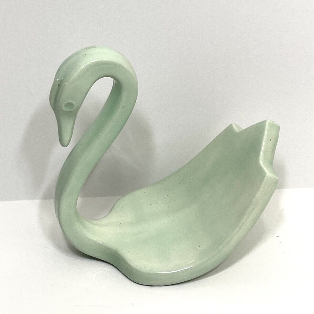 vintage swan towel holder  turquoise blue